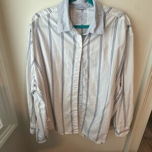 Aerie White and Blue Striped Shirt